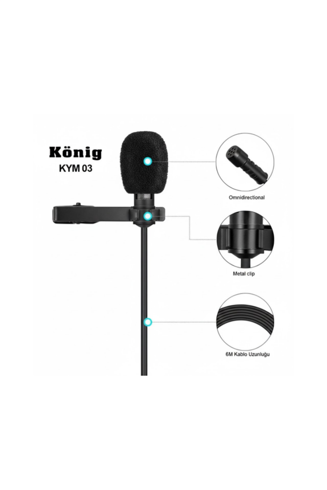 König K-YM 03 Youtuber Android Kablolu Yaka Mikrofonu