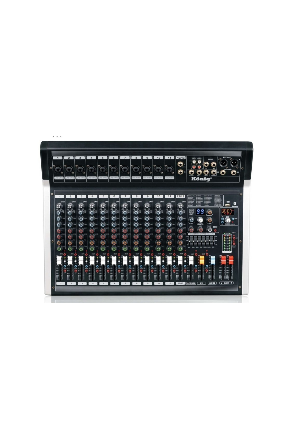 KÖNİG K-12 P700 Fx 13 Kanal 2*350 Watt 99 Dsp Effect DIAMOND Serisi Power Mixer