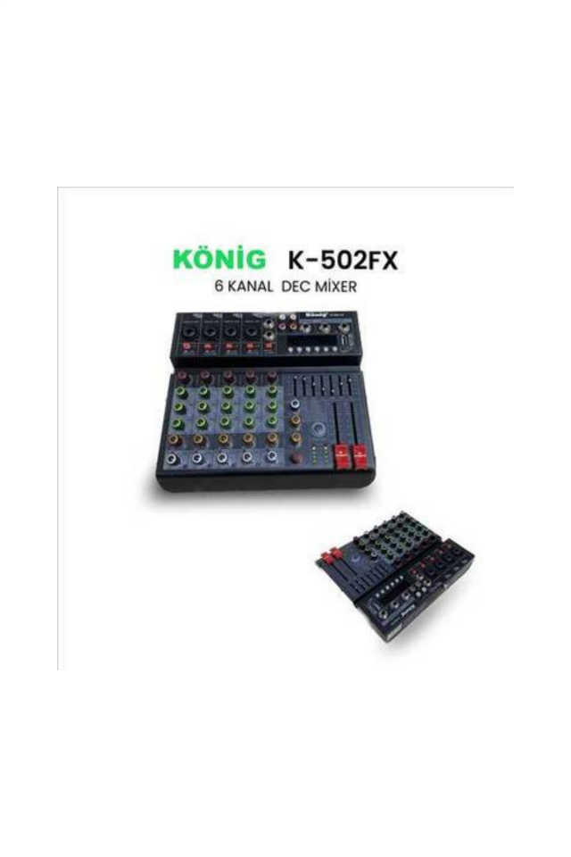 König K-502 FX Usb/Bluetooth 7 Bant Eq 6 Kanal Deck Mixer