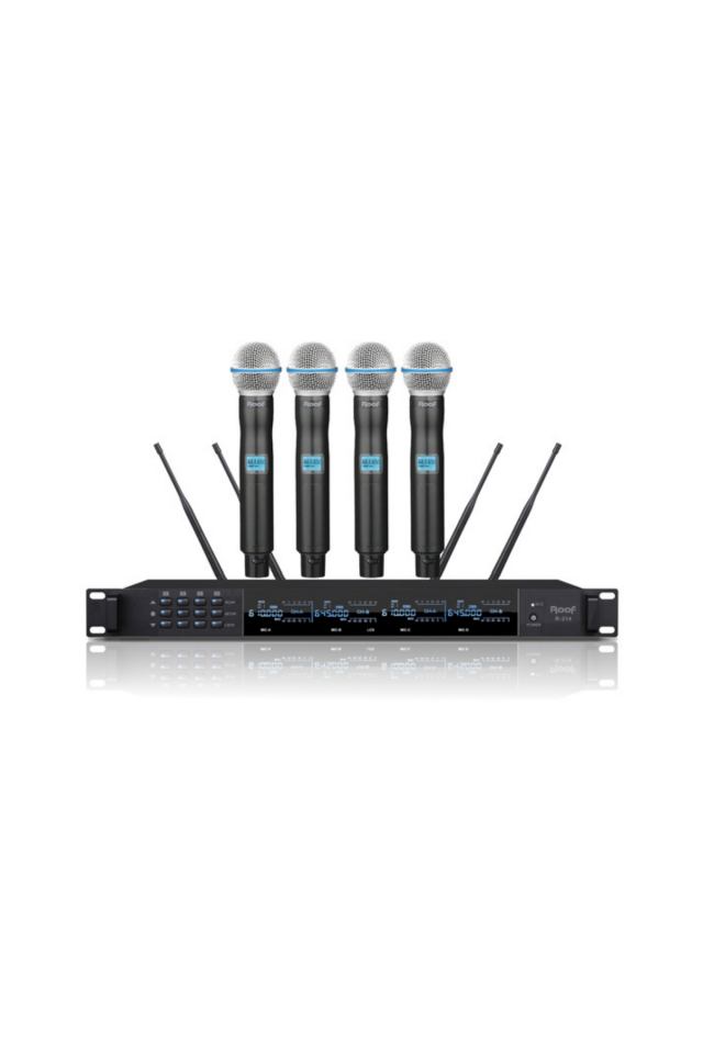 Roof R214E 4 Kanal UHF Dörtlü El Tipi Telsiz Mikrofon Seti