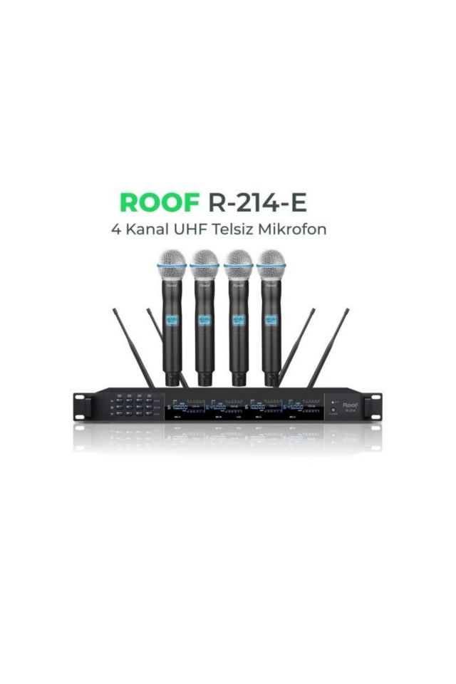 Roof R214E 4 Kanal UHF Dörtlü El Tipi Telsiz Mikrofon Seti
