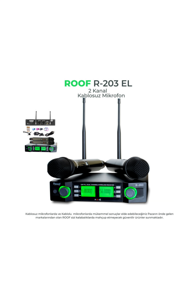 Roof R-203 (EL+EL) 2 Kanal Uhf 2 El Kablosuz Mikrofon