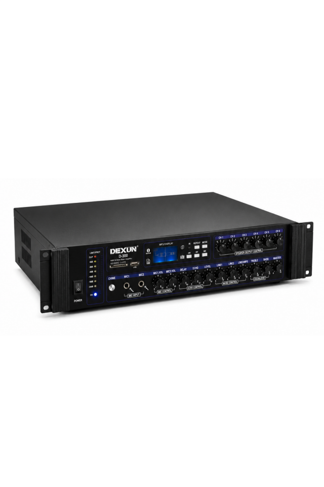 DEXUN D-300 6 Zone 250W Volume Control Amfi | 6 Bölgeli Anons ve Müzik Yayın Sistemi