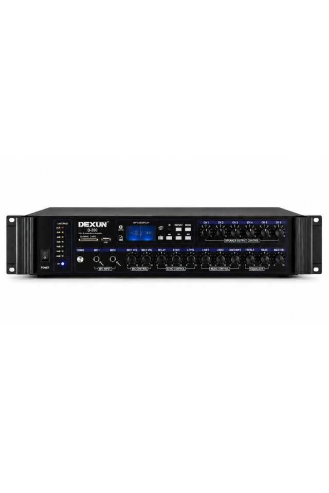 DEXUN D-300 6 Zone 250W Volume Control Amfi | 6 Bölgeli Anons ve Müzik Yayın Sistemi