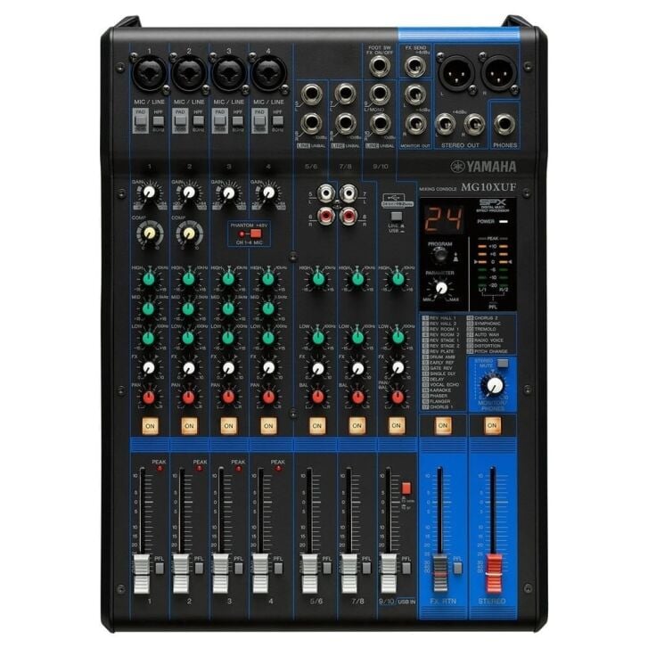 Yamaha MG10XUF 10 Kanal Analog Deck Mikser – USB Ses Kartlı Profesyonel Efektli Mikser