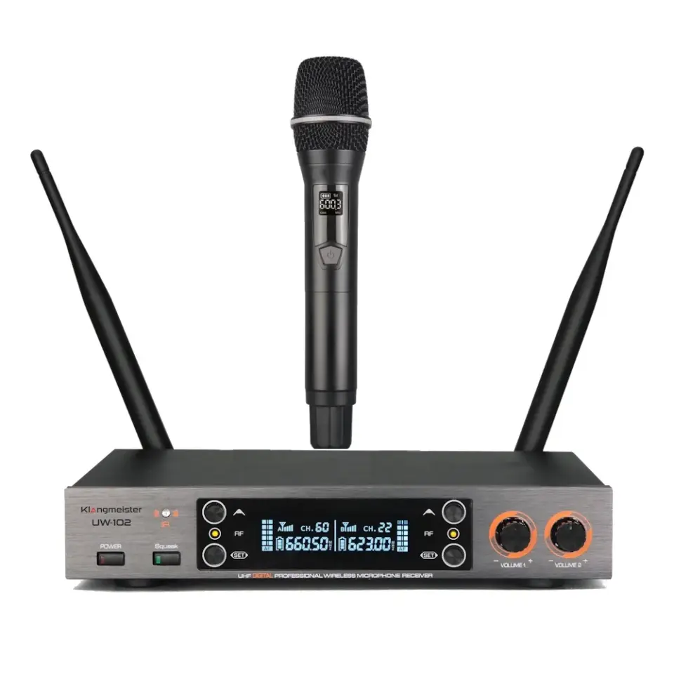 KLANGMEİSTER UW-102E Tek El 2x100 Dijital Kanallı Telsiz Mikrofon