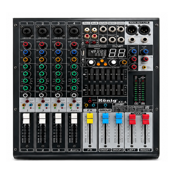 KÖNİG KX-4 4 Kanal Deck Mikser – USB, Bluetooth ve DSP Efektli Profesyonel Analog Mikser