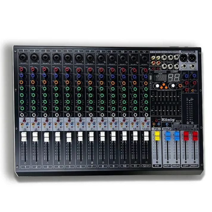 KÖNİG KX-12 12 Kanal Deck Mikser – USB, Bluetooth ve DSP Efektli Profesyonel Analog Mikser