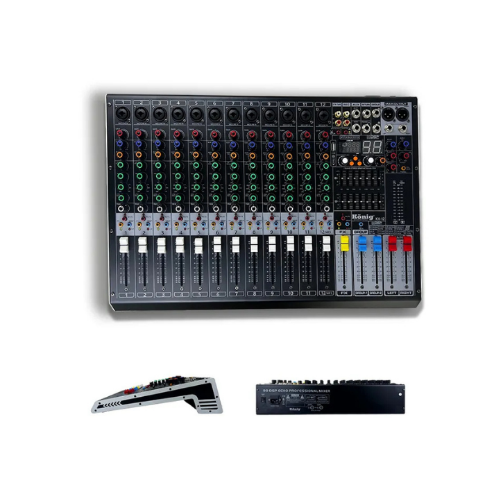 KÖNİG KX-12 12 Kanal Deck Mikser – USB, Bluetooth ve DSP Efektli Profesyonel Analog Mikser