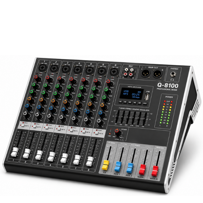 QURTES Q-8100 8KANAL POWER MİKSER 2*550 WATT