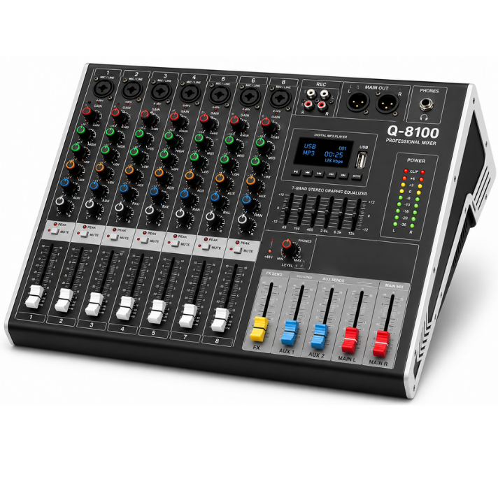 QURTES Q-8100 8KANAL POWER MİKSER 2*550 WATT