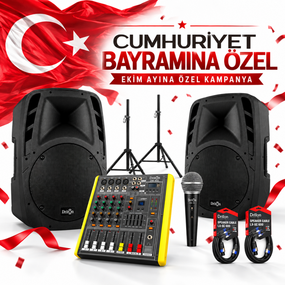 DRİTON 12INC PASİF HOPARLÖR OKUL VE KONFERANS SALONU DAVET EVİ KINA ORGANİZASYON DÜĞÜN SALONU SET