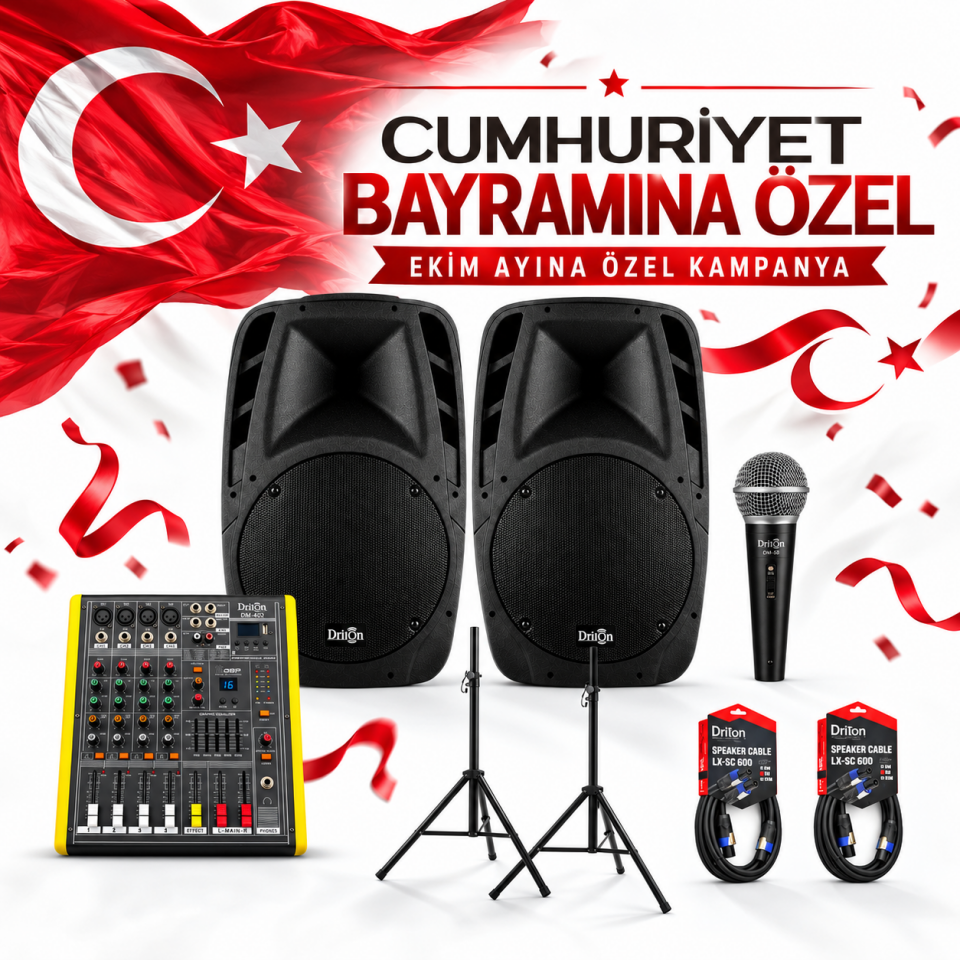 DRİTON 12INC PASİF HOPARLÖR OKUL VE KONFERANS SALONU DAVET EVİ KINA ORGANİZASYON DÜĞÜN SALONU SET